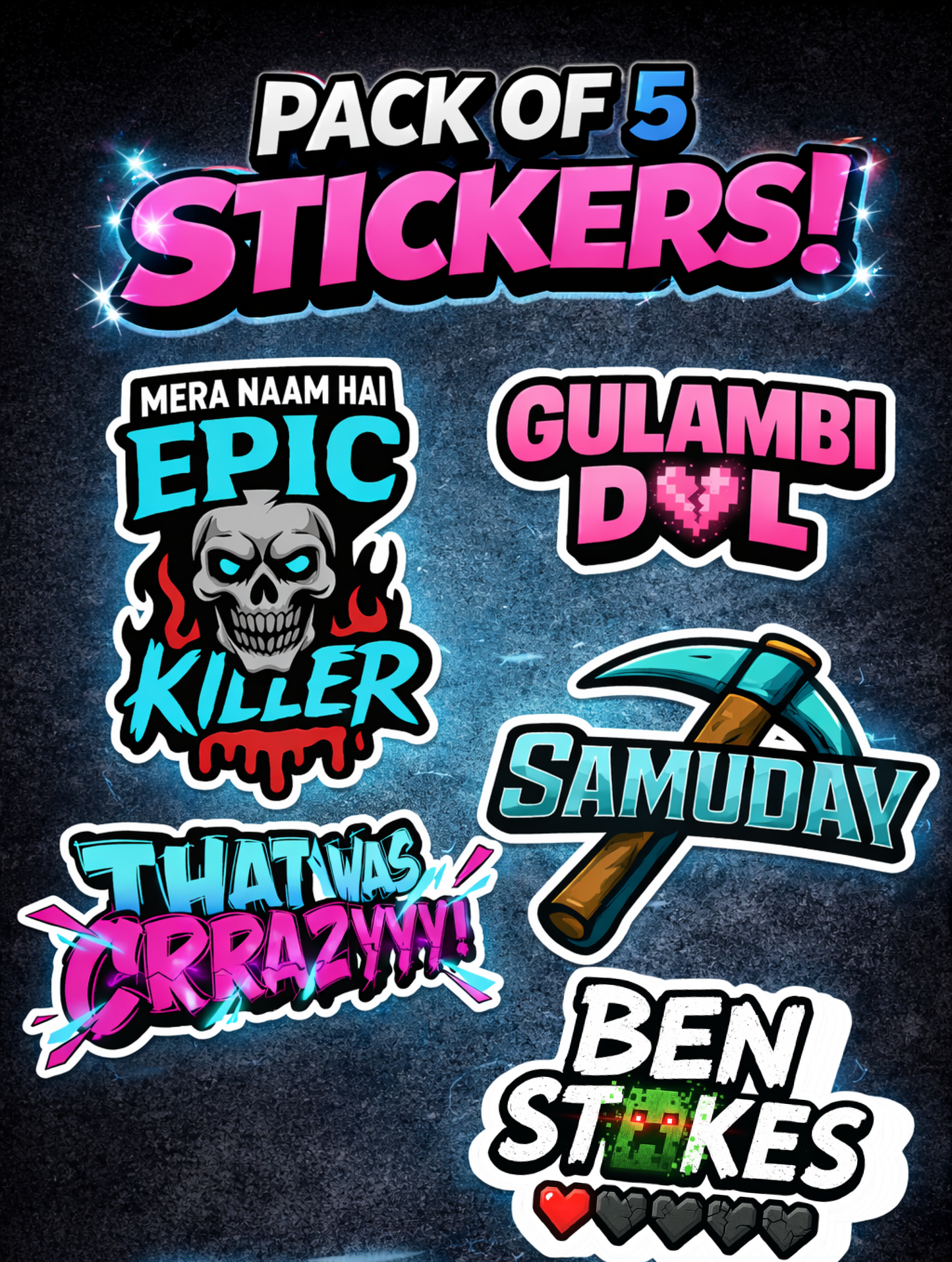 Epic Killer Sticker Pack (Set of 5)